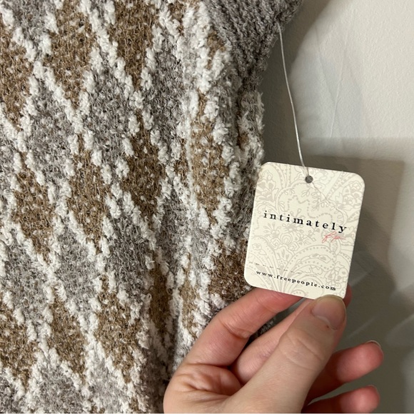 NWT Free People x Revolve Dream Diamonds Knitted Lounge Romper in Grey Combo - Picture 5 of 11